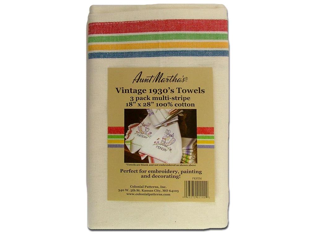 Multi Striped Dish Towel Set, 18" X 28", Pack of 3