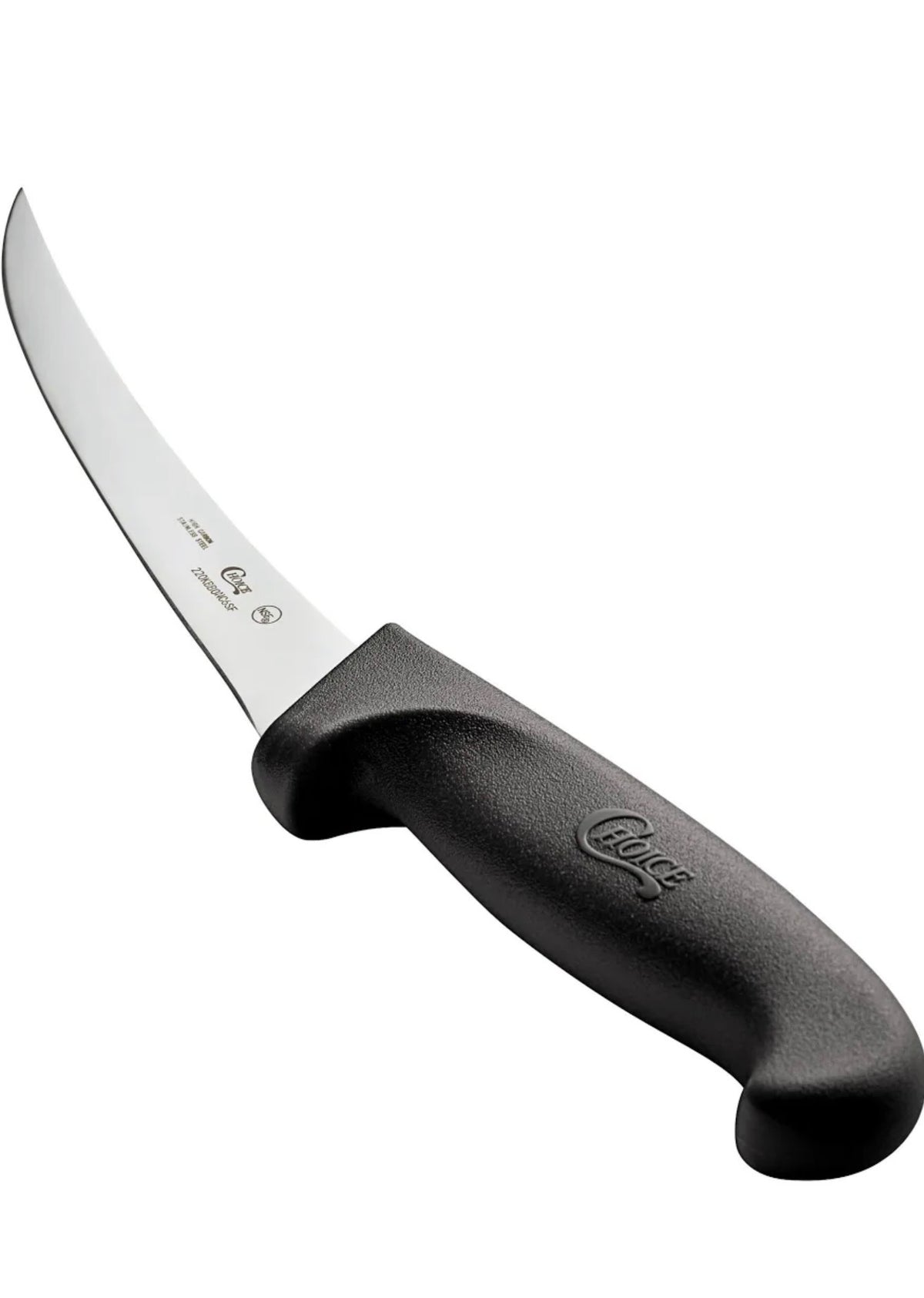 6" Curved Stiff Boning Knife with Black Handle