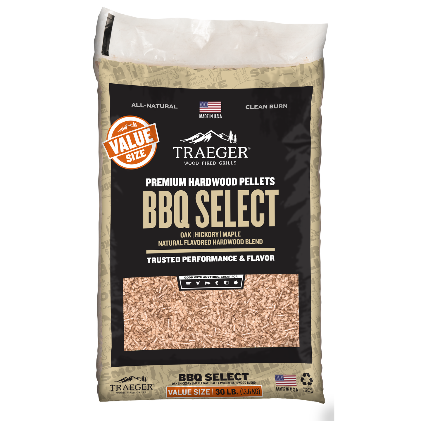 Traeger Select All Natural BBQ Wood Pellet 30 lb