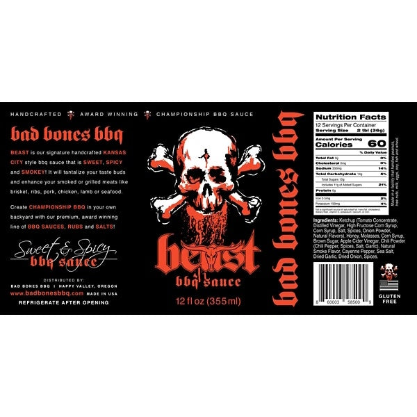 BAD BONES BBQ Beast BBQ Sauce 12 oz