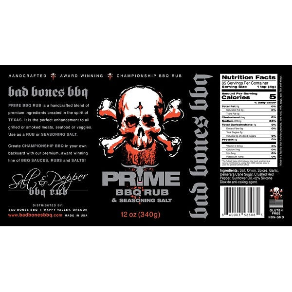 BAD BONES BBQ Prime BBQ Rub & Seasoning 12 oz
