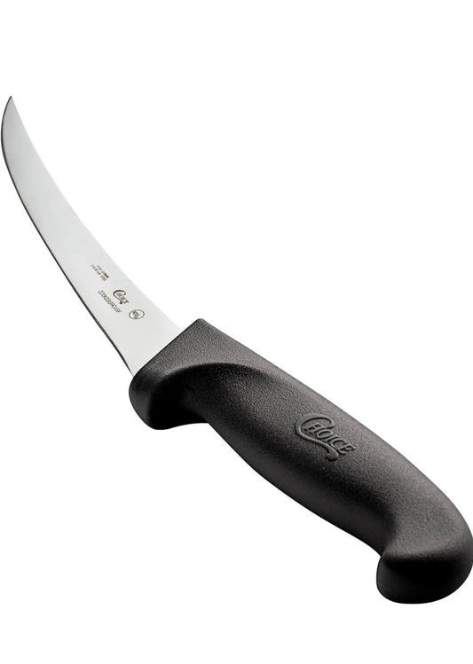 6" Curved Stiff Boning Knife with Black Handle