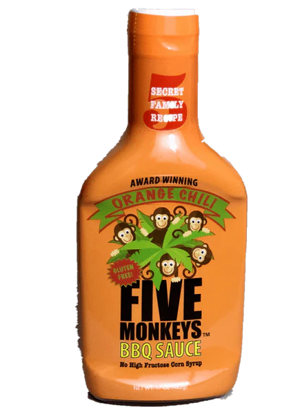 BBQ Sauce Orange Chili 17 Oz by Five Monkeys BBQ Sauce