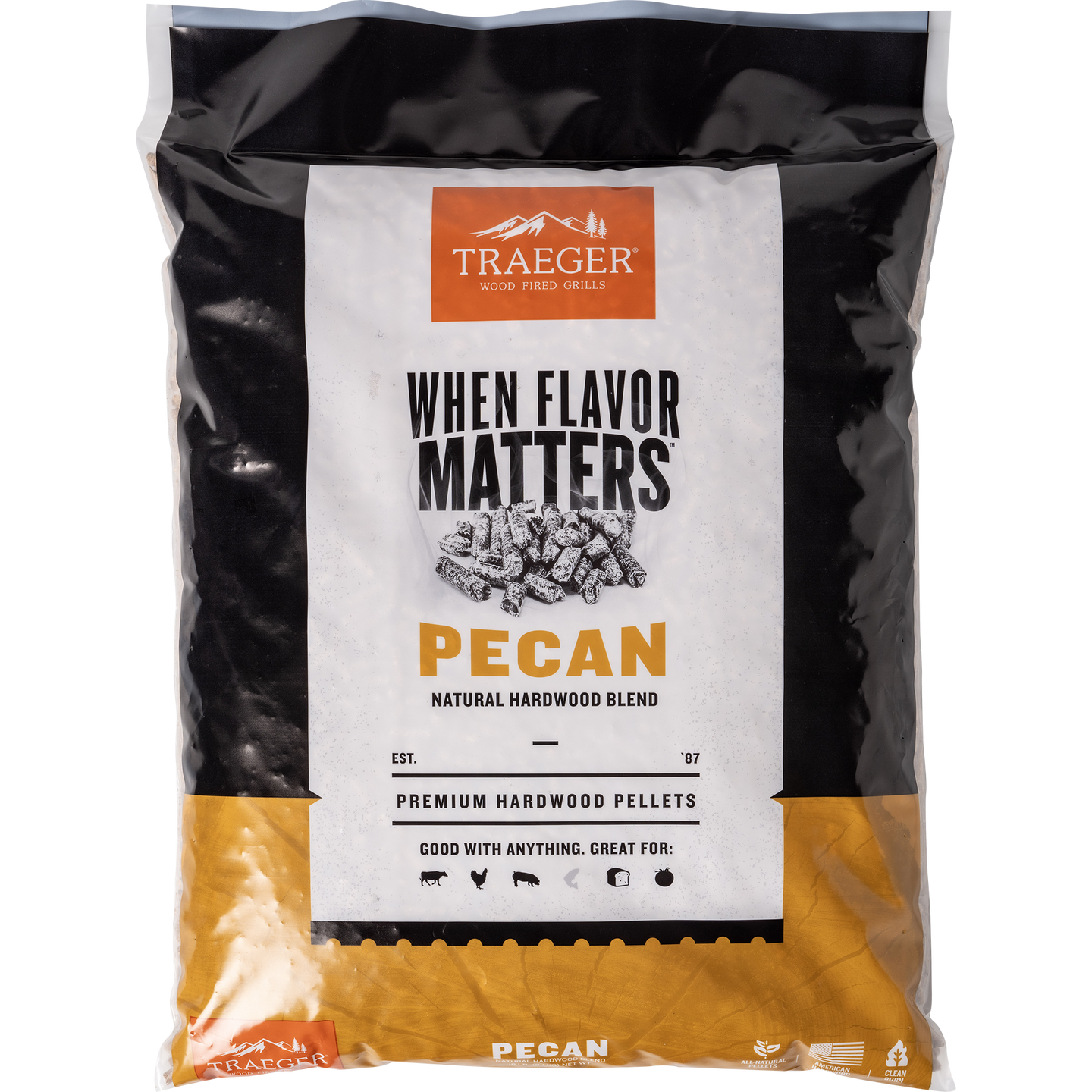 Traeger Grills Pel314 Pecan 100% All-Natural Hardwood Pellets